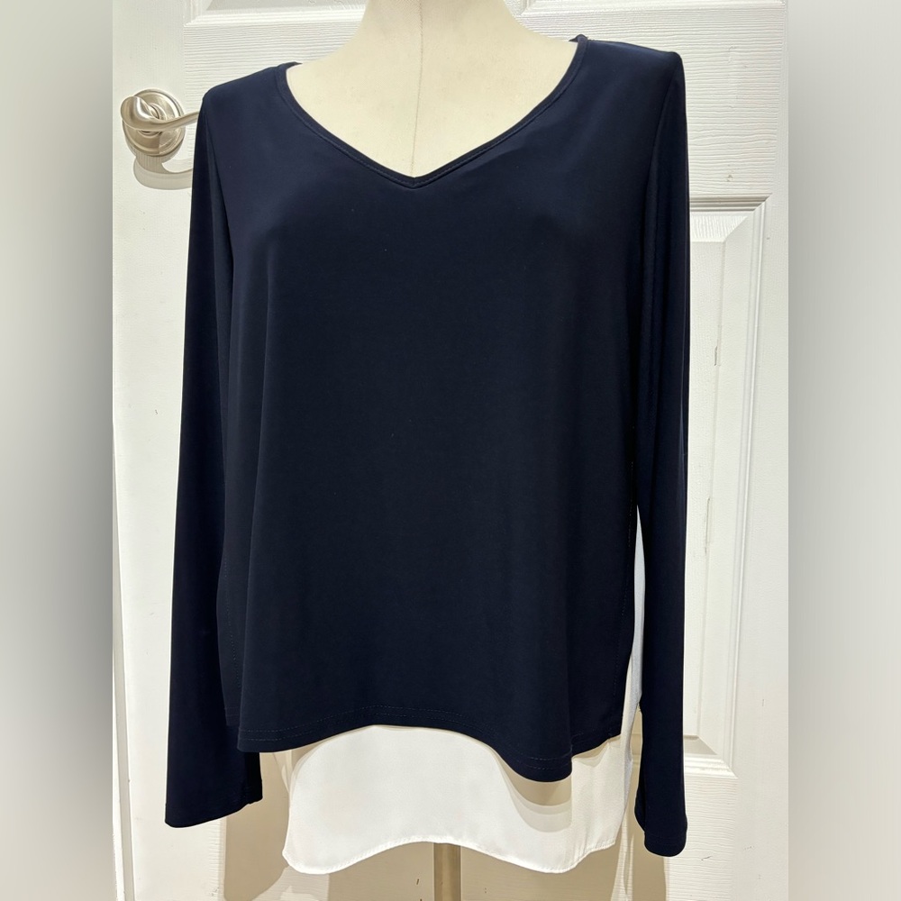 Joseph Ribkoff Elegant Black V-Neck Long Sleeve Top